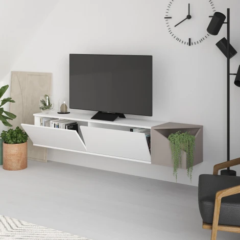 Тумба подвесная AULOS TV STAND LEVE (ЛДСП/Белый) арт.LEV00505