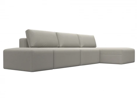 Диван угловой модульный с пуфом Лига-060 НПБ Лонг угол универсальный (ЛДСП,Брус,Фанера/Пластик/Рогожка/Бежевый) Лига Диванов 129718