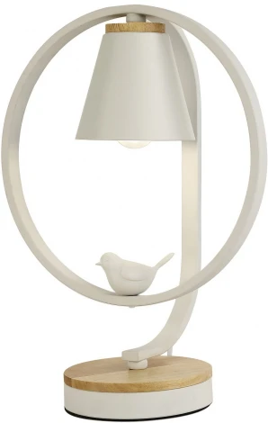 2939-1T Интерьерная настольная лампа с кольцом и птичками белая F-Promo Uccello 2939-1T