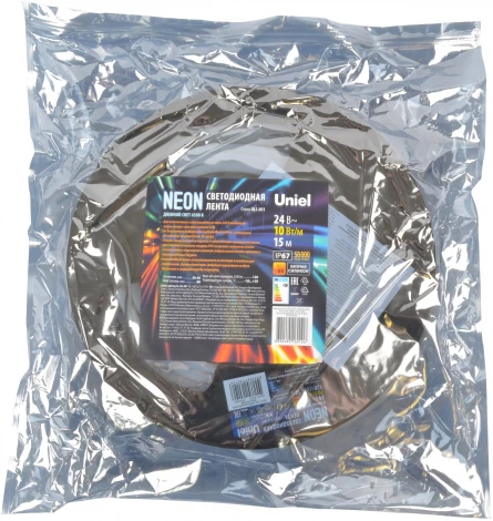 Светодиодная гибкая герметичная лента Neon 15 м. Neon ULS-N11-2835-120LED/m-8mm-IP67-DC24V-10W/m-15M-6500K катушка в герметичной упаковке
