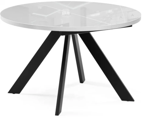 Стол стеклянный Веллор 120(160)х120х75 белый / черный 502178 Woodville