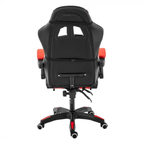 Игровое кресло Alfa Pro Vision с подножкой и RGB LED подсветкой, чёрный красный