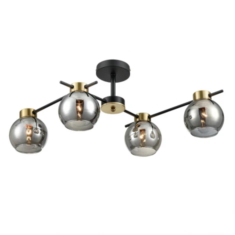 Потолочная люстра на штанге Lumion Emina 8059/4C черный, медь/дымчатый металл/стекло E27 4*60W 220V