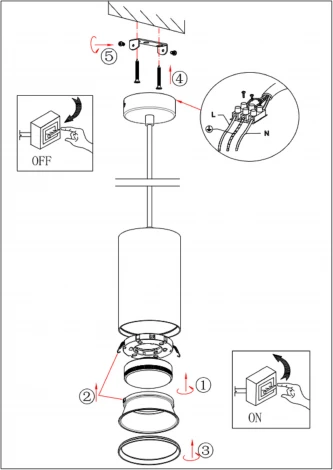 Подвесной светильник ЭРА PL12 GX53 BK/SL (220V, на проводе)