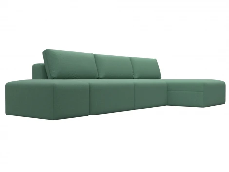Диван угловой модульный с пуфом Лига-060 НПБ Лонг угол универсальный (ЛДСП,Брус,Фанера/Пластик/Рогожка/Зеленый) Лига Диванов 129722