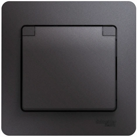 Розетка встраиваемая с заземлением, шторками и крышкой (графит) Systeme Electric Glossa GSL001346