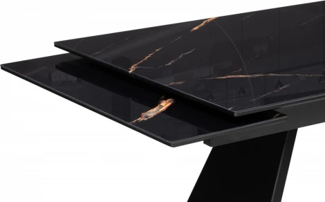 Стеклянный стол Хорсборо (Хорсборо 140(200)х80х79 обсидиан / черный) Woodville арт.588007