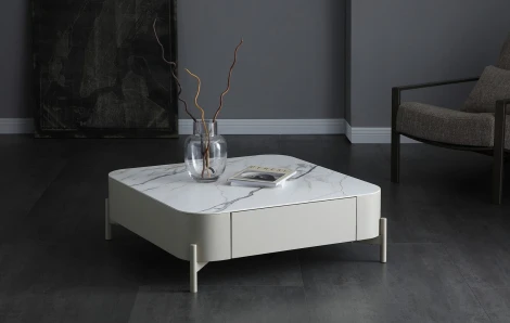 Стол журнальный CT2360 (90) бежевая матовая керамика/DR#45/бежевый ESF 5745