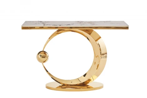 Стол-консоль IST-CASA Дрим IST-800,120х40х78 см, белый нефрит/золотой