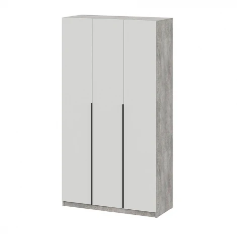 Шкаф распашной Арника ШК 5 (1200), Цемент светлый, Белый шагрень