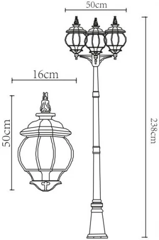 Наземный фонарь Arte Lamp Atlanta A1047PA-3BN