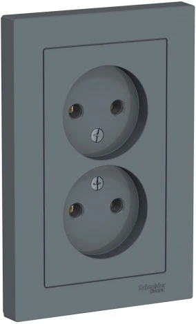 Розетка встраиваемая двойная без заземления (грифель) Systeme Electric AtlasDesign ATN000720