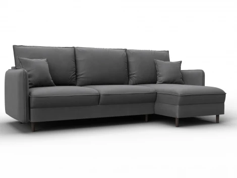 Диван угловой Лига-064 НПБ угол универсальный (ДСП/Дерево/Замша/Серый) Лига Диванов 129638