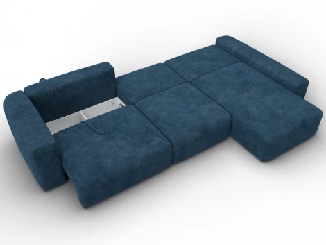 Диван угловой Лига-066 НПБ Лонг угол правый (ЛДСП,Фанера,Брус,Велюр/Синий) Лига Диванов 131219
