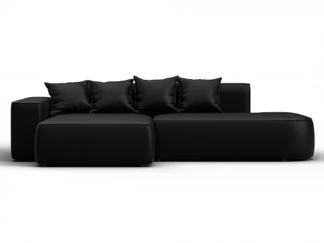 Диван угловой Лига-065 угол левый (ДСП/Пластик/Экокожа/Черный) Лига Диванов 129804L