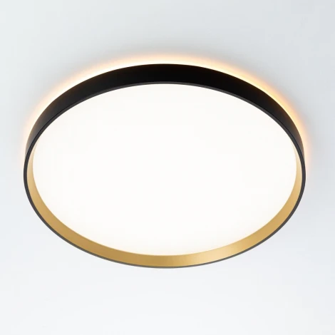 Настенно-потолочный светодиодный светильник IP40 Citilux Etalon CL750401R Черный+Золото с пультом и RGB подсветкой