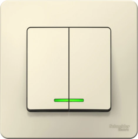 Выключатель встраиваемый двухклавишный с подсветкой (молочный) Systeme Electric Blanca BLNVS010512