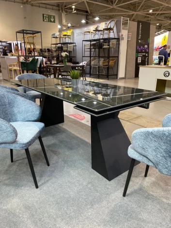 Стол БОГАРТ 200 TITANIUM BLACK PULIDO, керамика / Черный М-City