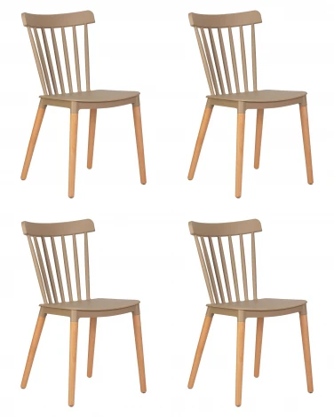 Набор 4 шт стул обеденный DOBRIN THEO (ножки светлый бук, цвет бежевый (GR-03))