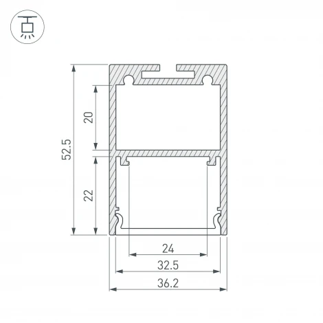 Профиль ARH-LINE-3750A-3000 ANOD (Arlight, Алюминий) 036137