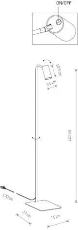 Торшер Nowodvorski Mono Black/Brass 7711 (220V, выключатель)