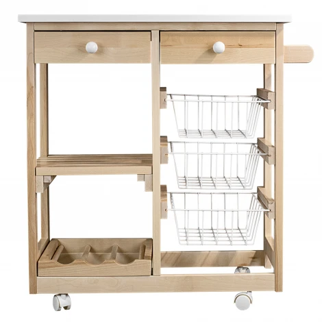 Тумба с баром и корзинами белый/лак Mebelik 008479