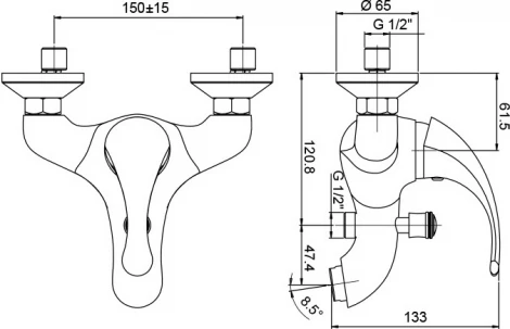 Смеситель Paini Fiori F2CR111LMKM для ванны с душем