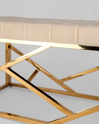Банкетка-скамейка Stool Group АРТ ДЕКО велюр бежевый сталь золото УТ000001883