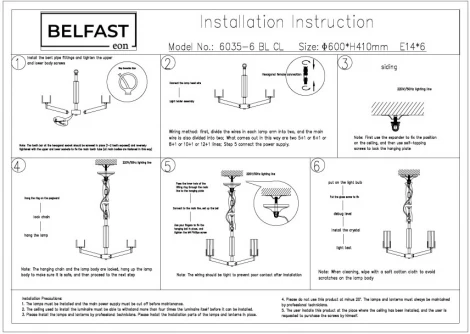Подвесная люстра Belfast Malone 6035-6 BL CL