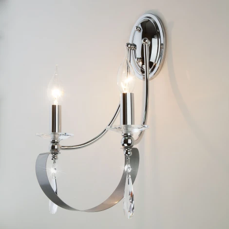 Бра Eurosvet Adelia 60064/2 хром (220V, хрусталь Strotskis, подвески, подсвечник, свеча)