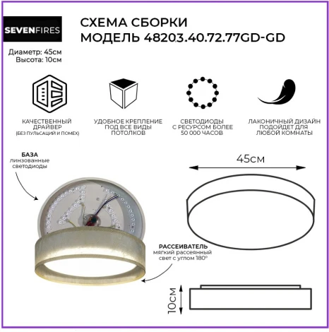 Потолочный светильник Seven Fires Лагом 48203.40.72.77GD-GD