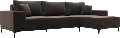 Диван угловой Льюес правый (Коричневый/Велюр) Лига Диванов арт.122399