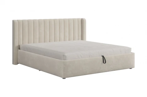 Кровать с подъемным механизмом Ева 180х200 см Mebelson (ДСП,ЛДСП,Велюр/Кремовый) арт.ZP.KM1.8-23.2081