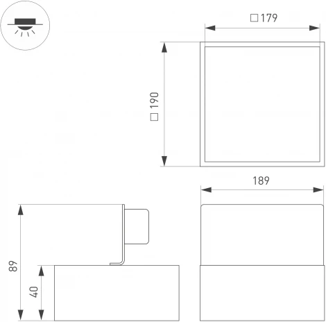 Встраиваемый точечный светильник DL-GRIGLIATO-S190x190-24W Warm3000 (BK, 100 deg, 230) (Arlight, IP40 Металл) 045703 (LED)