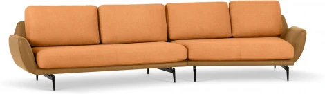 Диван Ispani угловой правый ОГОГО (арт.803481), (Ткань,Экокожа/Оранжевый)