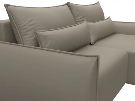 Диван угловой Лига-051 НПБ угол универсальный (ЛДСП,Брус,Фанера/Пластик/Экокожа/Бежевый) Лига Диванов 129886