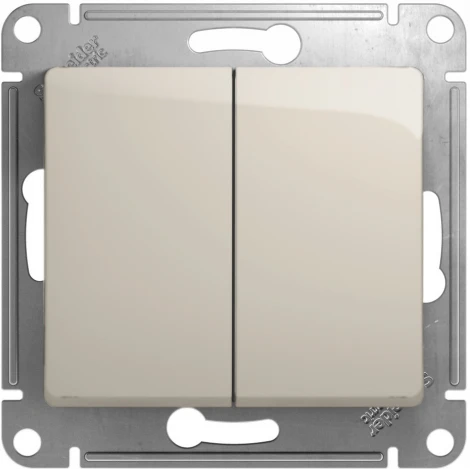 Выключатель встраиваемый двухклавишный (молочный) Systeme Electric Glossa GSL000951