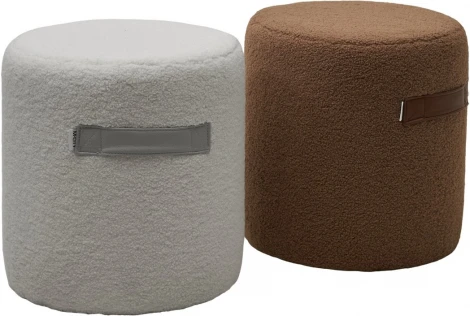 Пуф для гостиной HARTA NINI-02 Тауп, teddy  / TKS-03 темно-коричневый, экокожа М-City