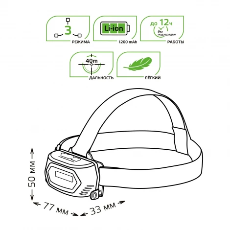 Налобный фонарь светодиодный аккумуляторный 5W Gauss GF409