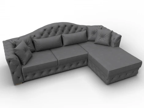 Диван угловой Артис правый угол (Брус,Рейка,Замша/Серый) Лига Диванов 128041