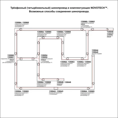 Трехфазный (четырехжильный) шинопровод 3м Novotech 135240 PORT черный 220V