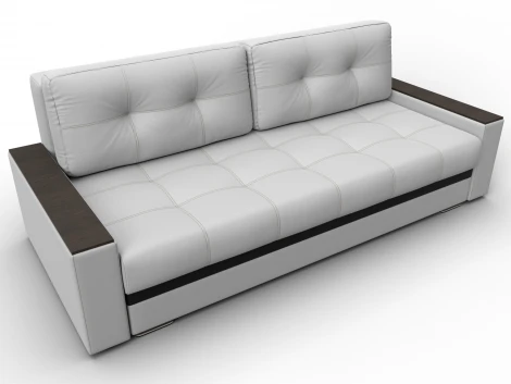 Диван прямой с декором Лига-096 НПБ (ДВП,ДСП,ЛДСП,Брус,Фанера/Пластик/Экокожа/Белый,Черный) Лига Диванов 133431