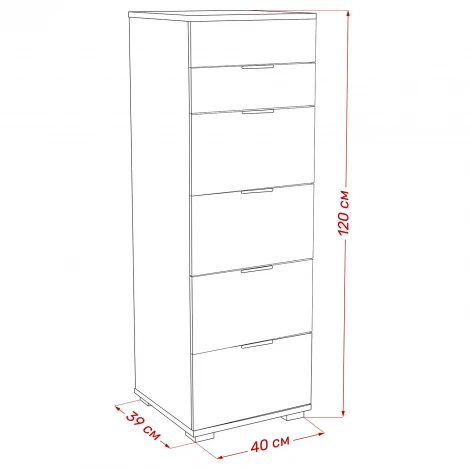 Комод Leset Наоми 6 (ЛДСП,ПВХ,Зеркало/Венге) арт.2500000077784