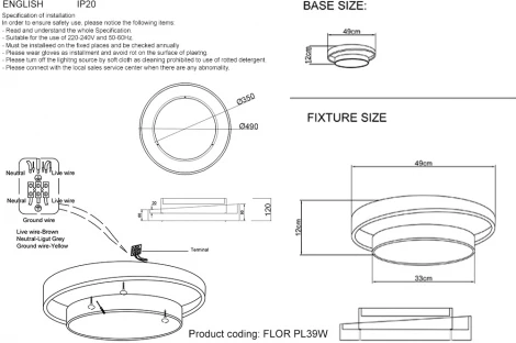 Потолочный светильник круглый светодиодный Crystal Lux FLOR PL39W LED 4000K GR (круглые)