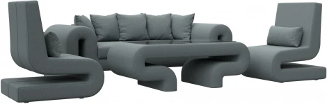 Набор Волна-2 (стол, диван, 2 кресла) (Серый/Рогожка) Лига Диванов арт.125330