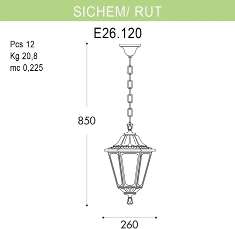Уличный светильник подвесной Fumagalli Rut E26.120.000.BXF1R (220V, на цепи, под старину, IP55)