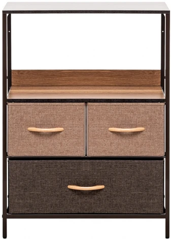 Комод Leset Локи 3 ящ., Коричневый (Сталь,Искусственный лен/Коричневый) арт.2500000183485
