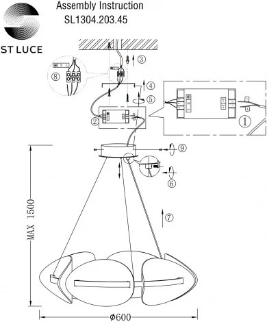 Подвесная люстра ST Luce Etoile SL1304.203.45 Золотистый/Белый LED 1*45W 3000K