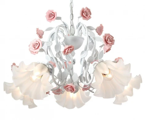 Подвесная люстра Lucia Tucci Fiori Di Rose 111.5 (220V, муранское стекло, на цепи, цветы, ветки, розы)