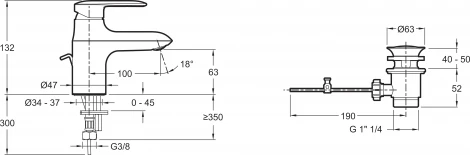 Смеситель Jacob Delafon Kumin E99980-CP для раковины